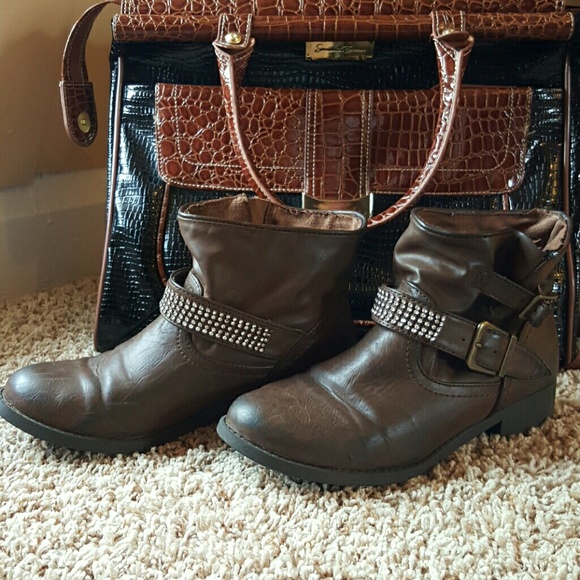 So brown studded ankle boots