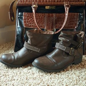 So brown studded ankle boots