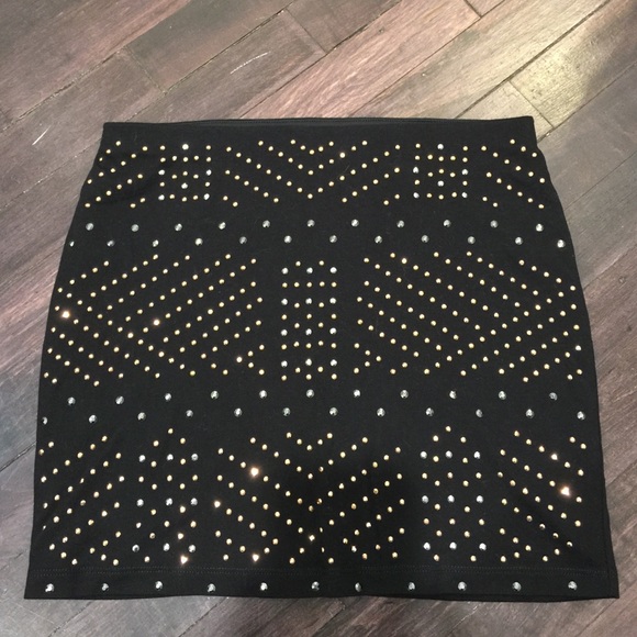 Black studded mini