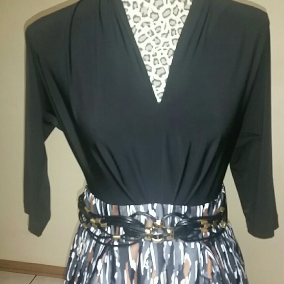 RABBIT RABBIT RABBIT DESIGN BROWN & BLACK DRESS - Picture 2 of 4