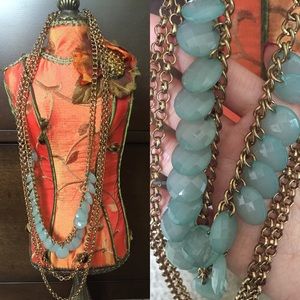 3 chain gold/jade necklace