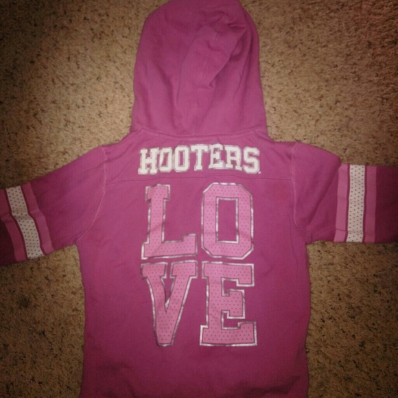 Pink hooters zip up hooded jacket