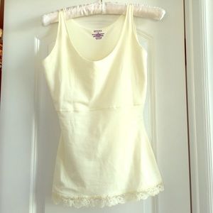 Spanx size M tank top ivory with lace bottom