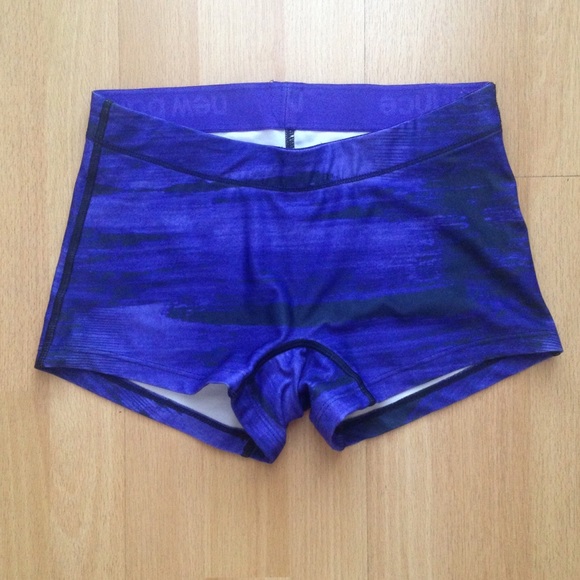 Purple/black patterned New Balance spandex shorts