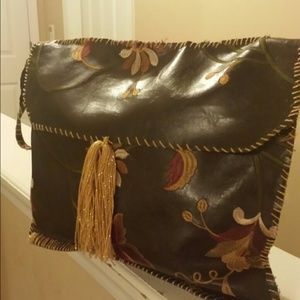 Leather handmade envelope clutch