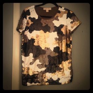 Michael Kors fall collection camo sequin top
