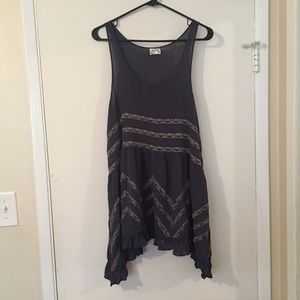 Free People Voile and  Lace Slip Navy Blue
