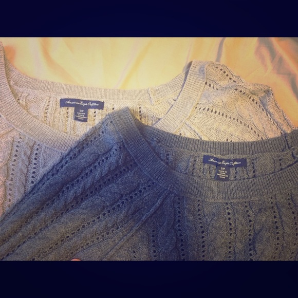 two American eagle sweaters