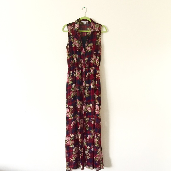 Sans Souci Floral Check Maxi Dress🌹 - Picture 1 of 4