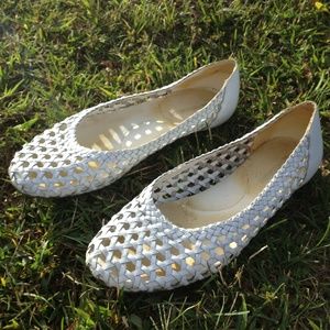 Naturalizer White Weaved Flats