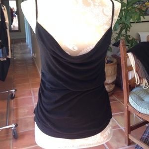 James Perse black cotton drop neck tank