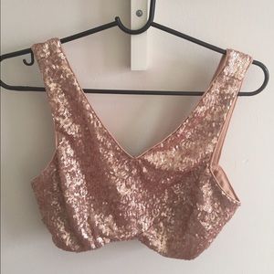 Pink Sequin Crop Top