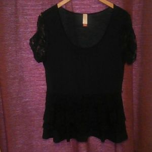 Black shirt with lace detail