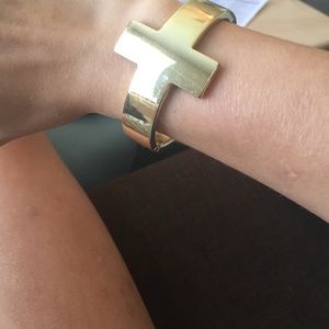 Cross gold cuff bracelet