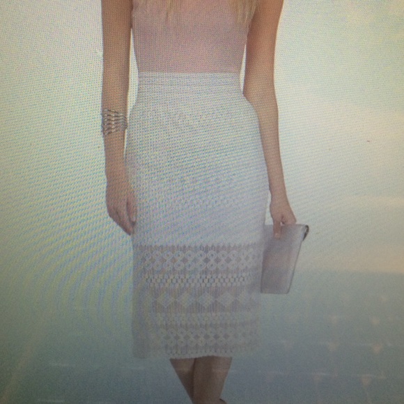 White lace midi skirt