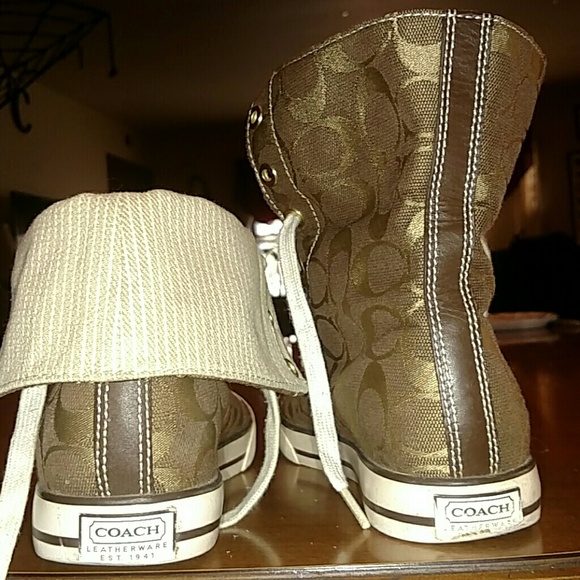High top coach sneakers sz 6.5 - Picture 3 of 4