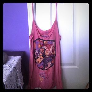 Pink Woodstock peace sign tank top