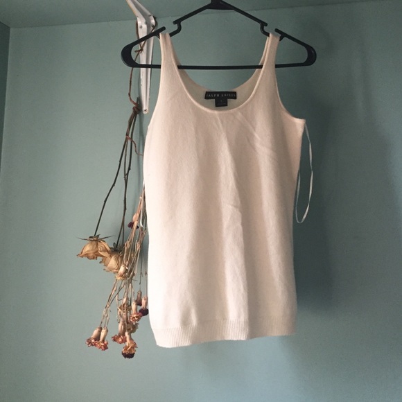 Ralph Lauren NWOT Ivory Cashmere Sweater Tank SZ S