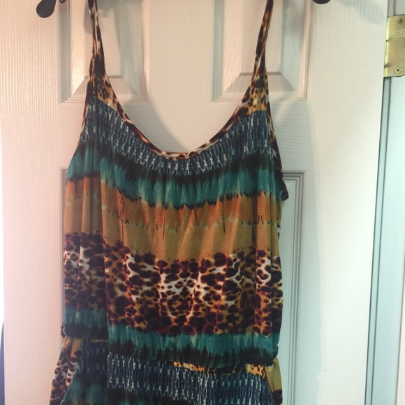 Multi-colored animal print jumpsuit