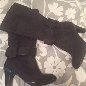 Black nubuck knee boots size 6.5