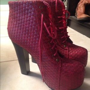 Red Jeffrey Campbell style heels