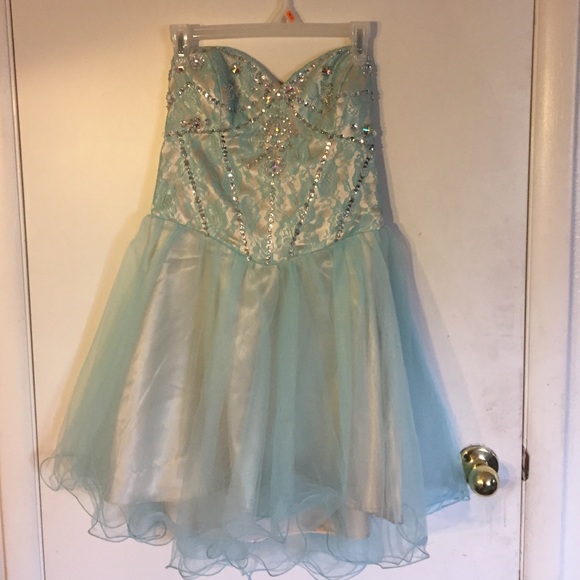 Teal and Gold Prom Dress