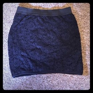 Black mini floral skirt