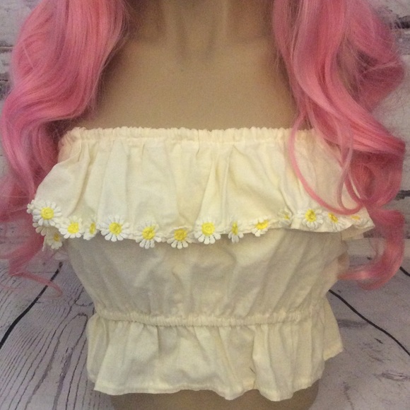 Handmade daisy crop tube top