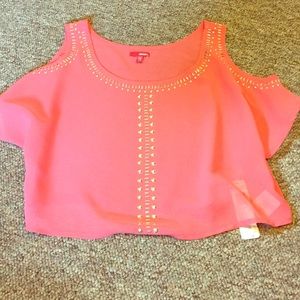Shear pink crop top