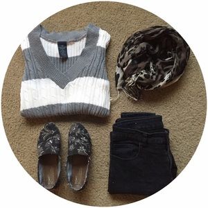 Gray and White Sweater