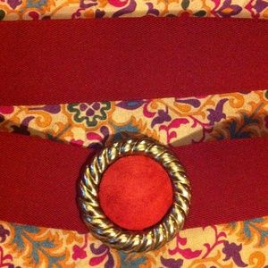 60's/70's Cinch Belt w/Metal+Suede Pendant