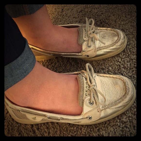 Gold Sperry boat shoes!