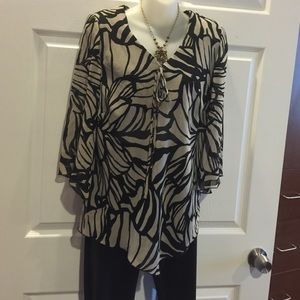 Black flower print blouse