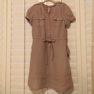 Anthropologie Maeve Khaki Linen Dress 8 EUC