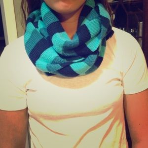 Multi blue striped scarf