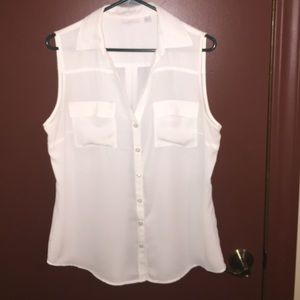 White button up tank blouse.