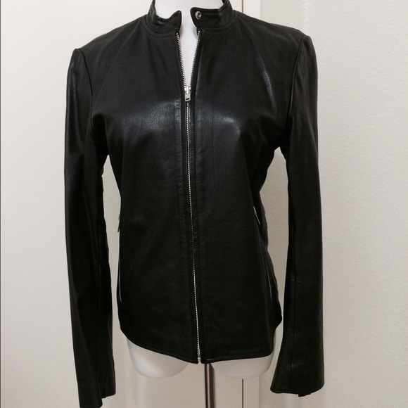 DKNY Black leather jacket Size P