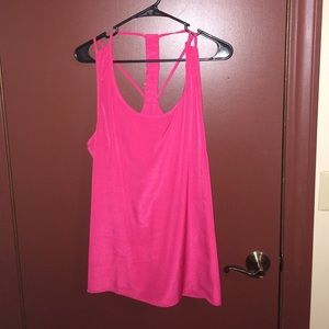 Pink sequin back racer tank