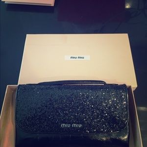 Miu Miu black sequined clutch
