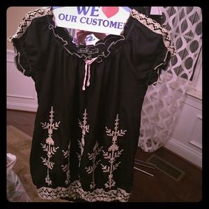 Black with Cream Design Top