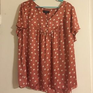 Pink polka dot blouse