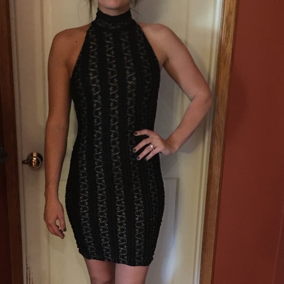 Torn by Ronny Kobo-Halter Black and Gold Dress - Picture 1 of 2