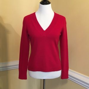 Doncaster Red Cashmere V Neck Sweater