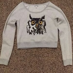 Express cropped owl sweater