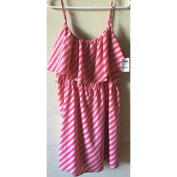 NWT Charlotte Russe Pink & Beige Striped Dress