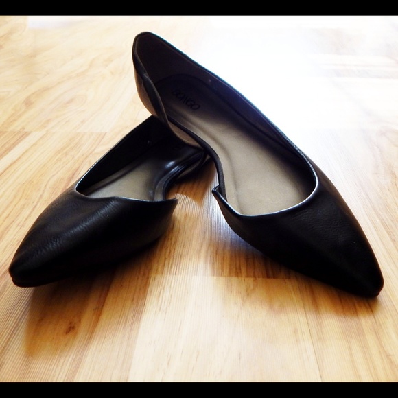 SOLD D'Orsay Pointed Toe Black Leather Ballet Flat