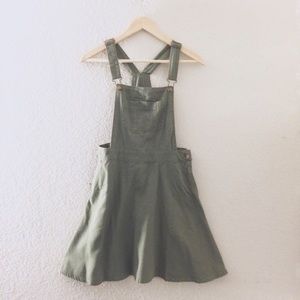 Olive Green Overall Dress
