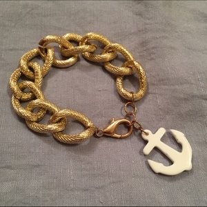 💥SOLD💥Gold Chain Link & White Anchor Bracelet