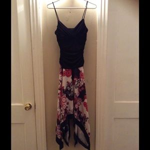 Spaghetti strap tapered scarf dress