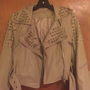 Gray leather silver spike jacket size small
